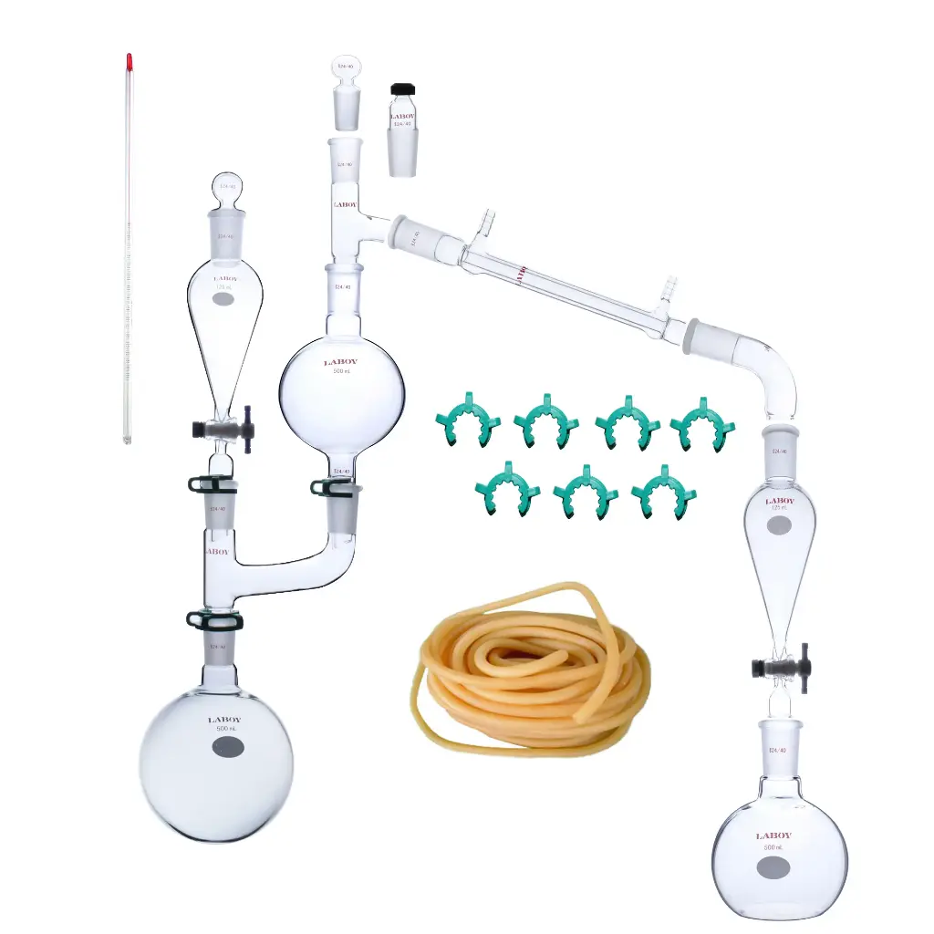 Laboy Glass Steam Distillation Apparatus For Essential Oil Extraction Lab Glassware Kit(5 items)