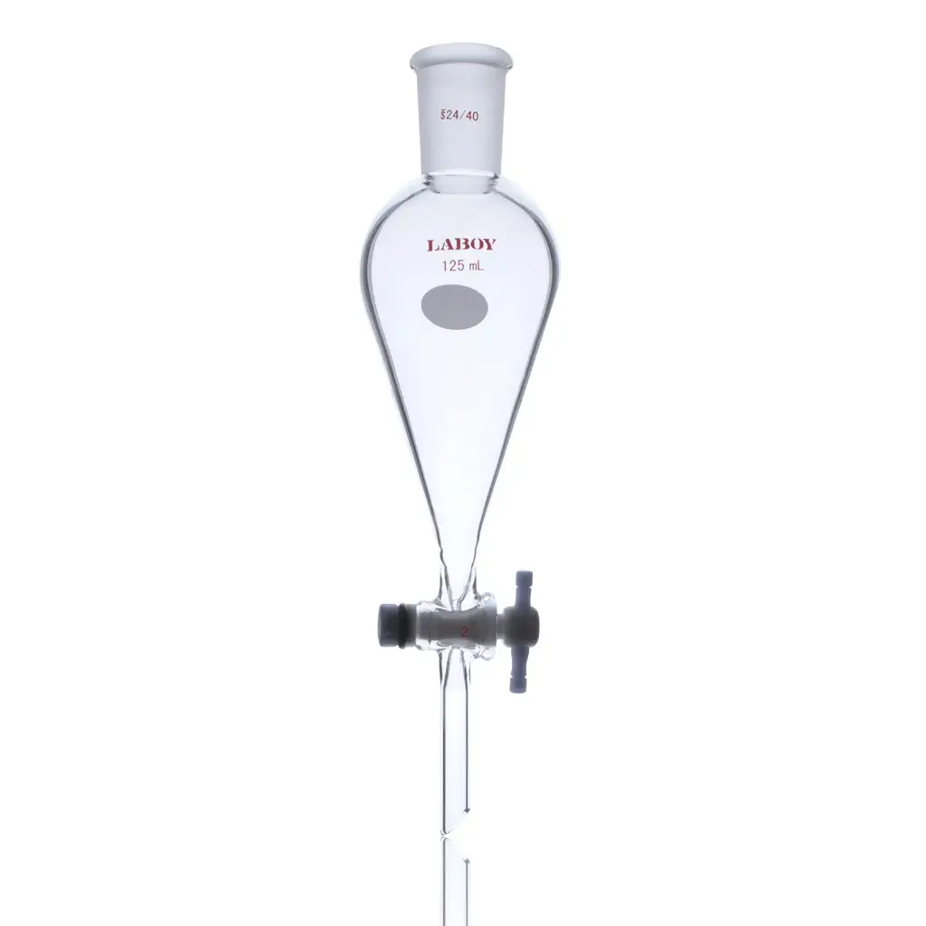 Laboy Glass Separatory  Funnel With One Joint At Top And PTFE Stopcock