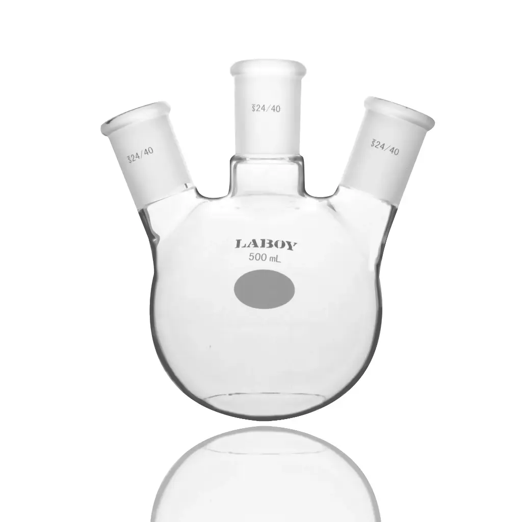 Laboy Glass Three-Neck Round Bottom Distilling Flask - Versatile for Various Distillation Methods
