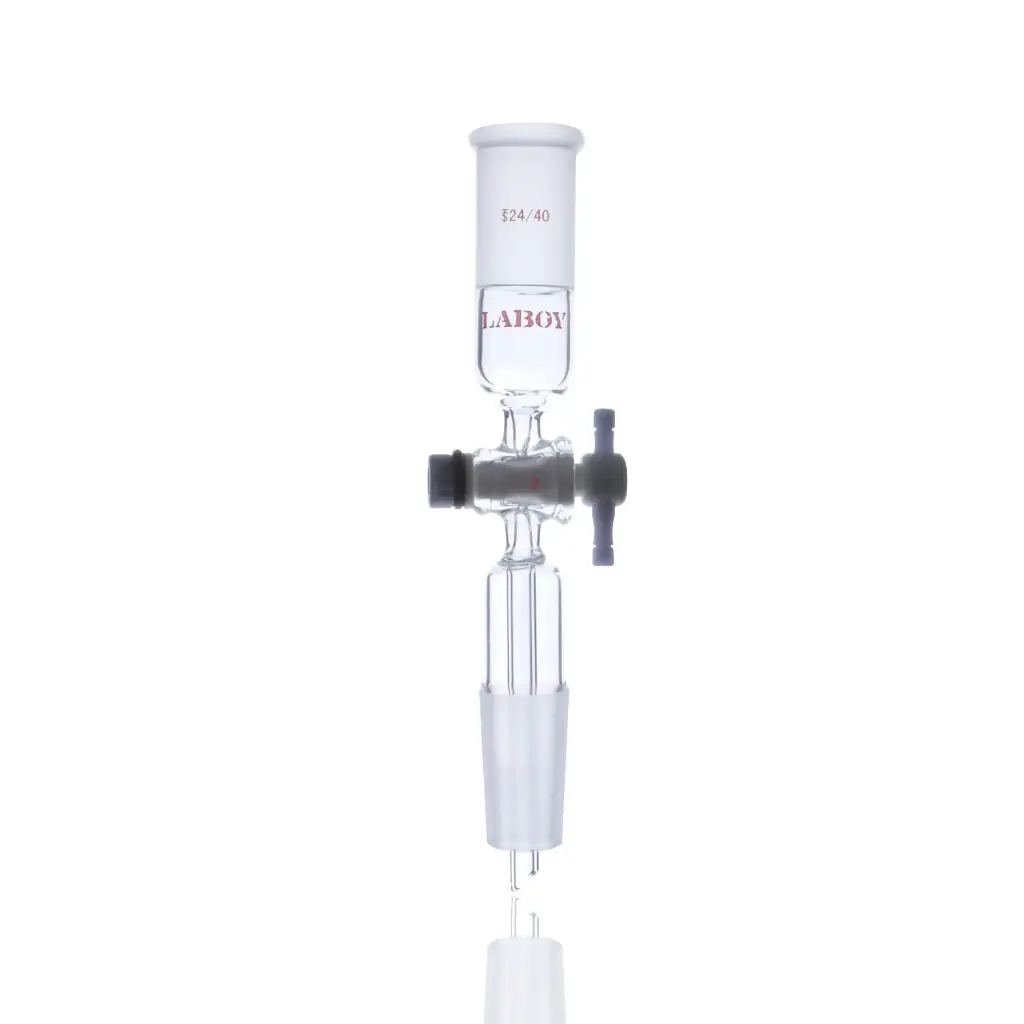 Laboy Glass Vacuum Flow-Control Adapter With PTFE Stopcock And Two Joints