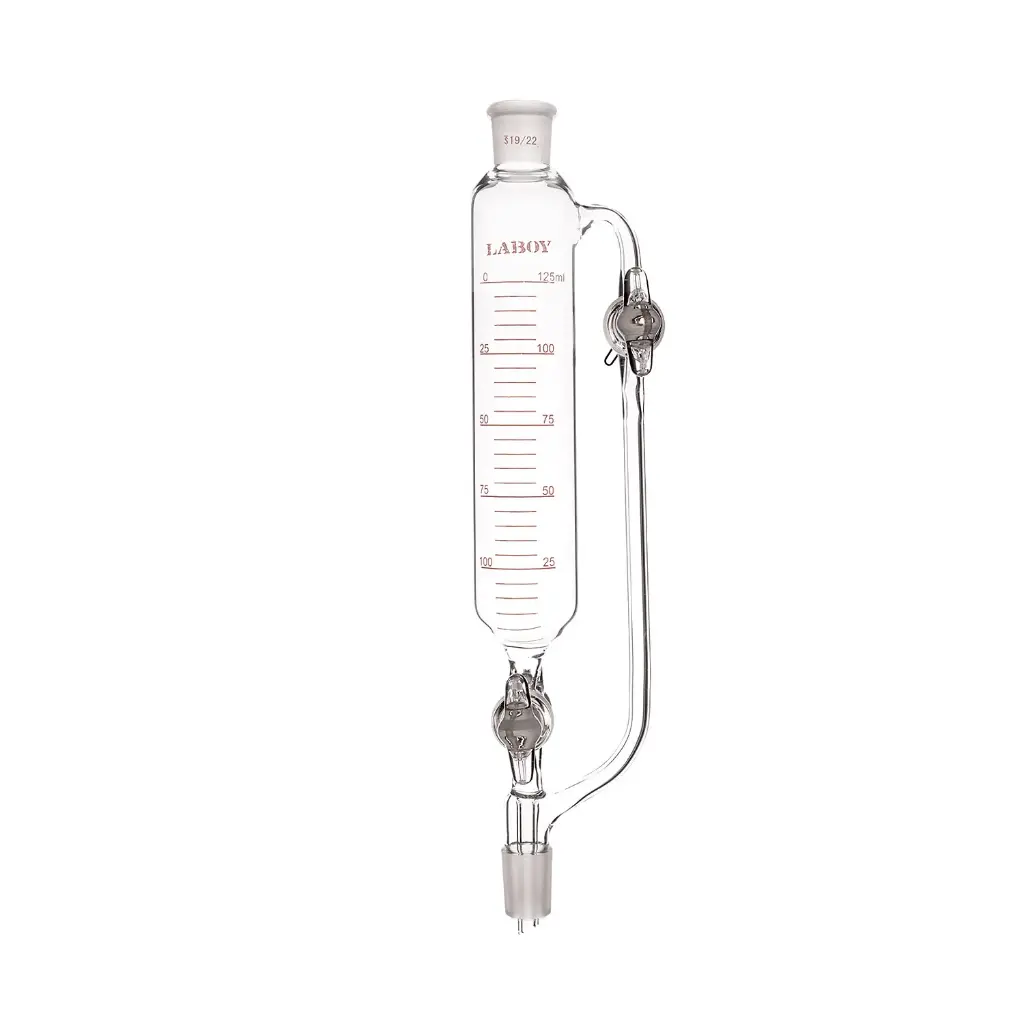 Laboy Pressure Equalizing Funnel with Dual Glass Stopcocks and Graduated Cylinde
