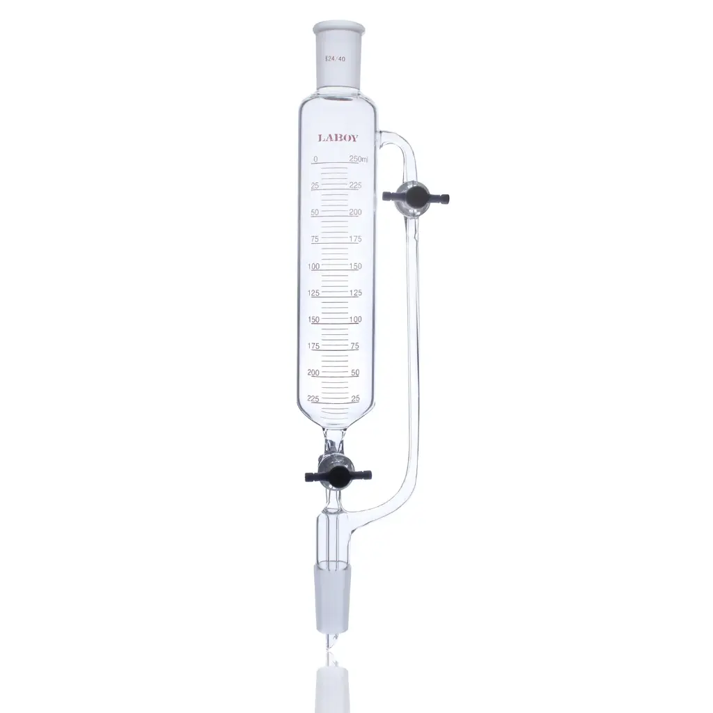 Laboy Pressure Equalizing Funnel with Dual Glass Stopcocks and Graduated Cylinder