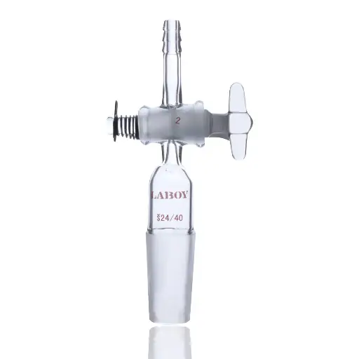 Laboy Glass Vacuum Flow-Control Adapter With Inner Joint And Glass Stopcock Straight