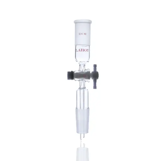 Laboy Glass Vacuum Flow-Control Adapter With PTFE Stopcock And Two Joints