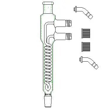 Laboy Glass Reflux Condenser 100Mm In Coil Length With Removable Hose Connections