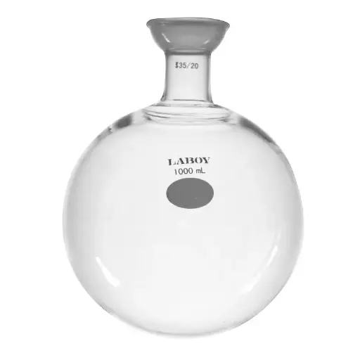 Laboy Glass Round Bottom Flask with 35/20 Spherical Joint - Resistant to Fracturing, Ideal for High-Temperature Operations