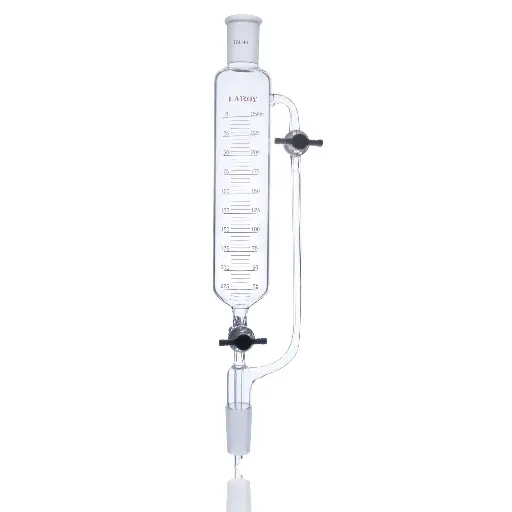 Laboy Pressure Equalizing Funnel with Dual Glass Stopcocks and Graduated Cylinder