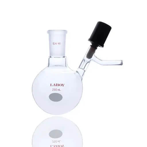 Laboy Glass Flask, Reaction, High Vacuum Valve