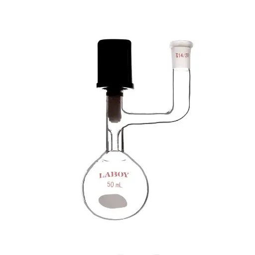 Laboy Glass Reaction Flask With High Vacuum Valve  And Outer Joint