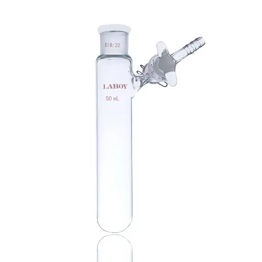 Laboy Glass Reaction Tube With Outer Joint And Glass Stopcock at Side Arm