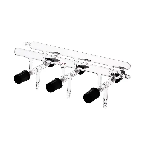 Laboy Glass Double Maniflod Vacuum Gas Distributor For Schlenk Line  With High Vauum Valves  Air-Free Chemistry Lab Glassware