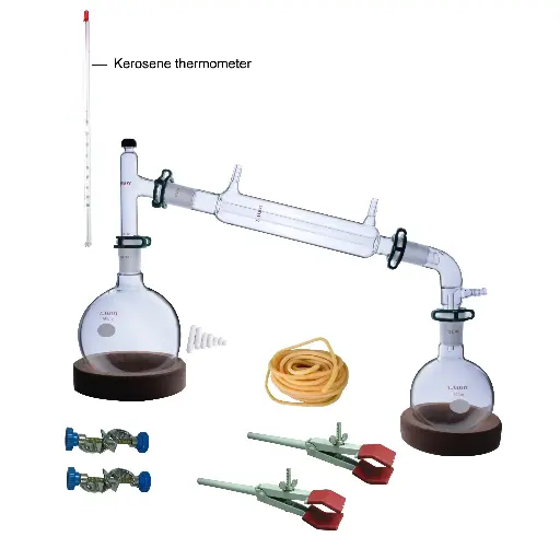 [HMDK002] Laboy Glass Revised Simple Distillation Apparatus Kit Distilling Set with 24/40 Joints Organic Chemistry Lab Glassware Equipment Lab Clamps Included