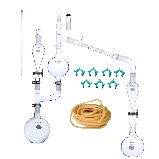 [HMK22] Laboy Glass Steam Distillation Apparatus For Essential Oil Extraction Lab Glassware Kit(5 items)